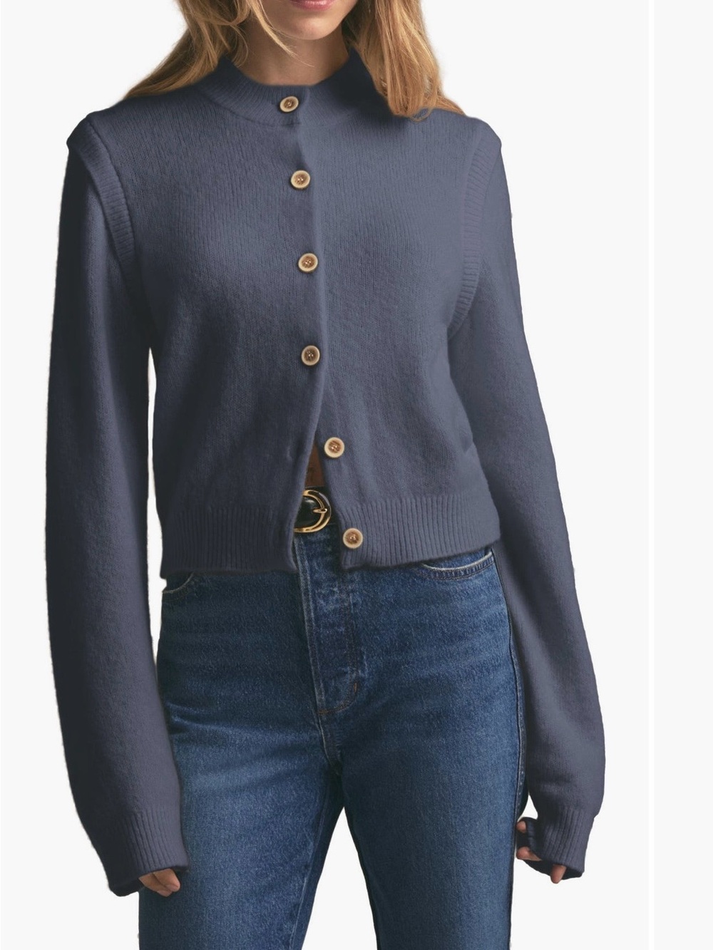 Favorite Daughter Varsity Cardigan Sweater Wool Cashmere Gray Medium Button Up